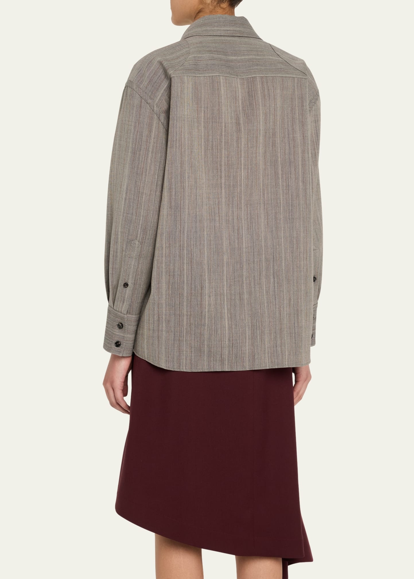 Subtle Stripe Wool Shirt with Enamelled Matchsticks - 3