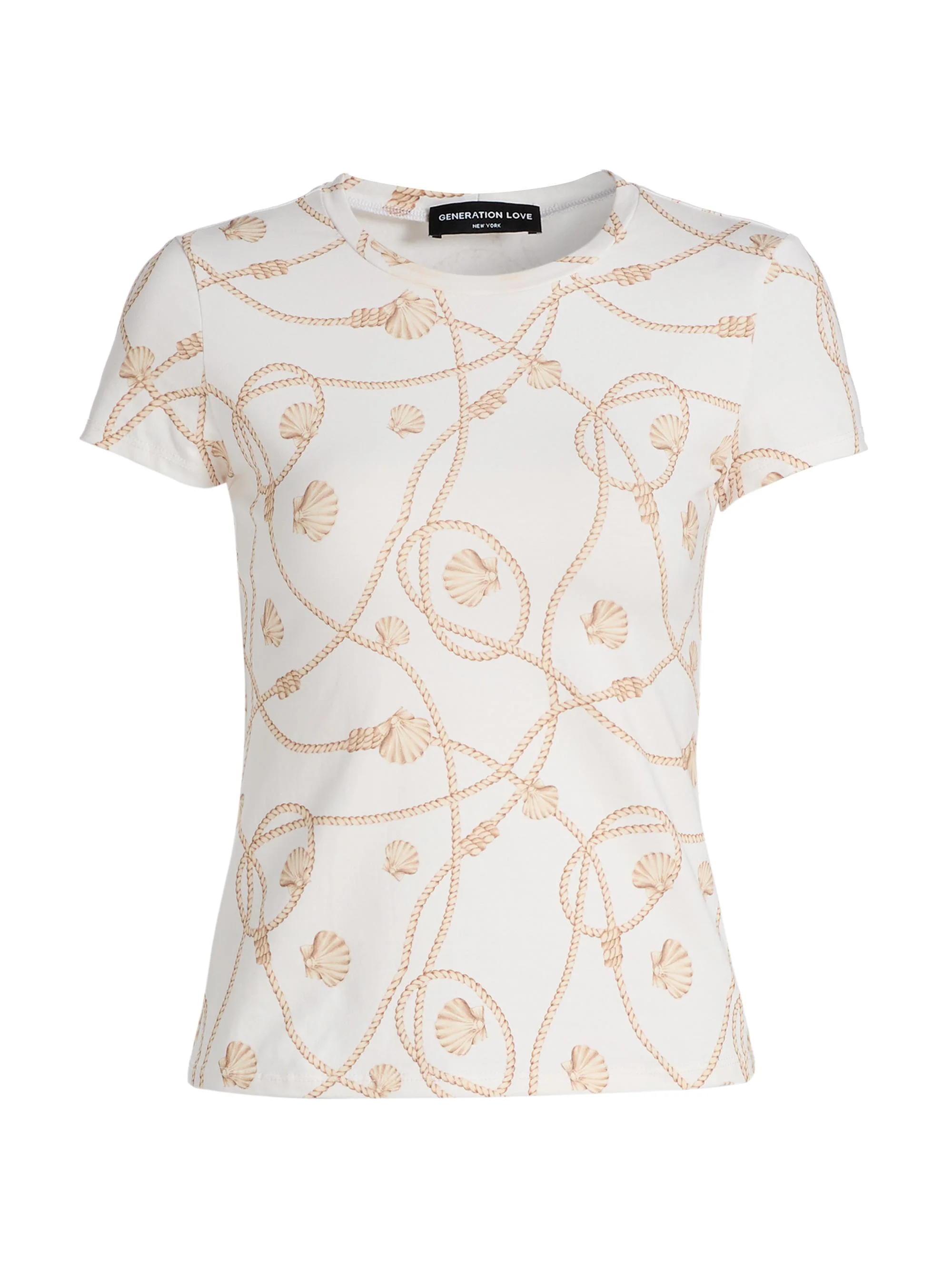 Women's Eva Rope-Print T-Shirt - Seashell Rope White - 1