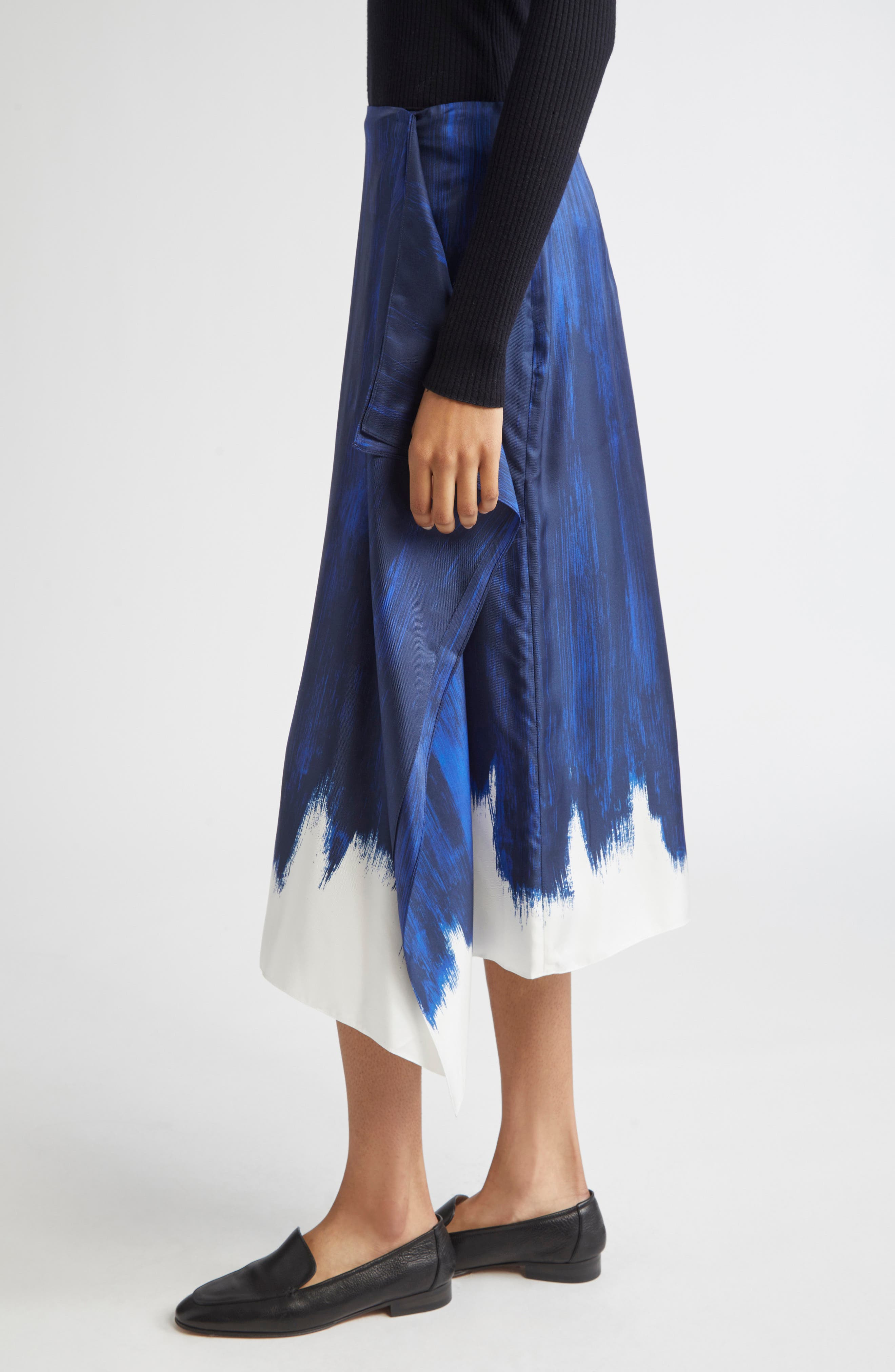 Proenza Schouler Amery Double Print Silk Twill Midi Skirt in Cobalt Multi at Nordstrom - 3