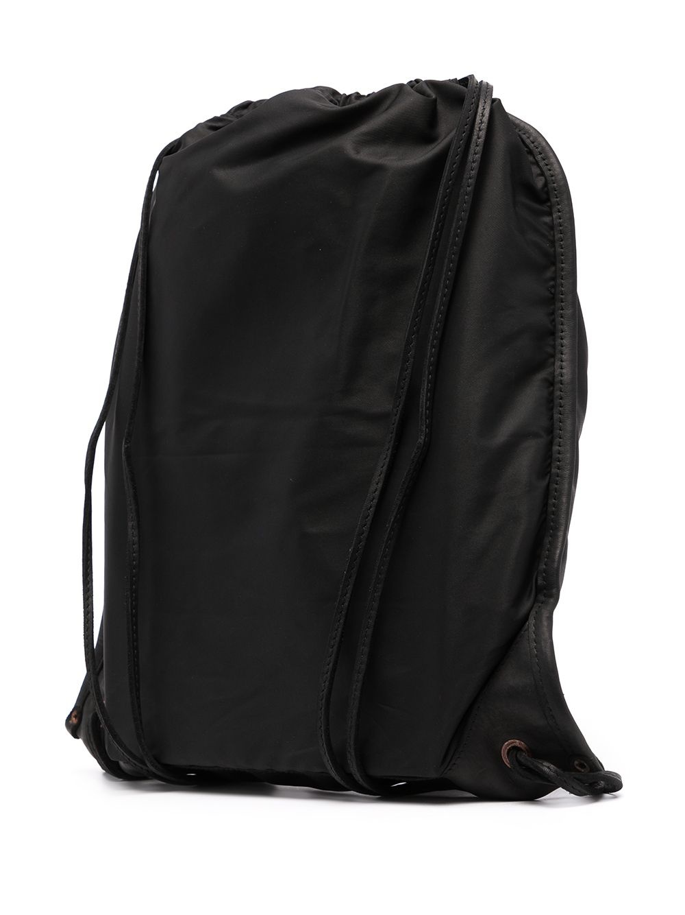 leather-trimmed drawstring backpack - 3