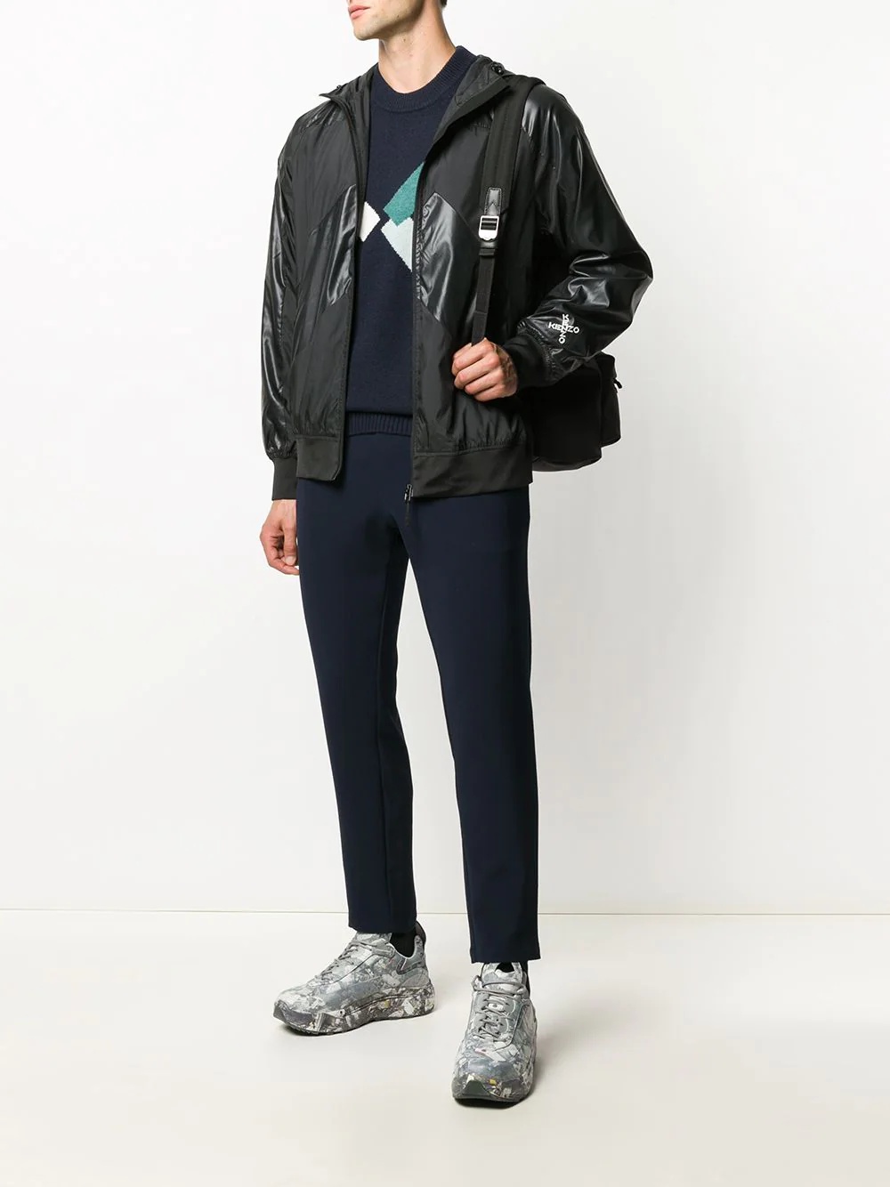 contrast panel hooded jacket - 2