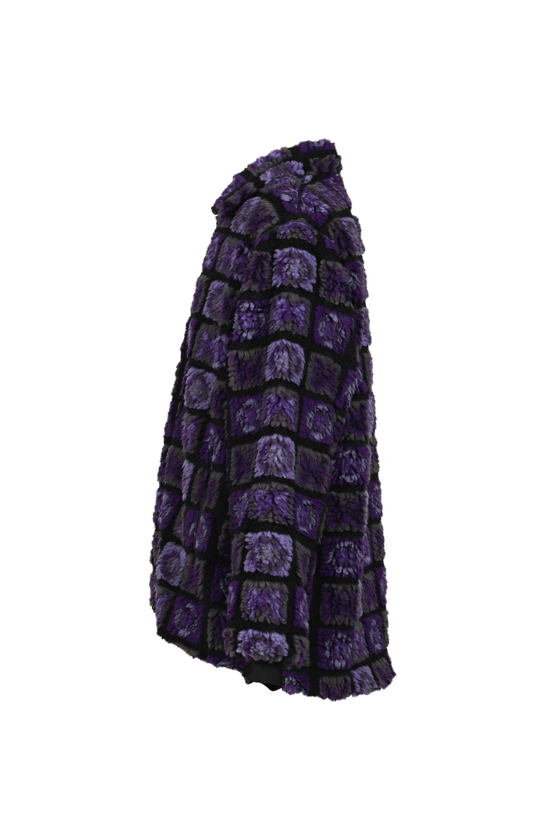 FUR JACKET - PAPILLON PLAID PILE / PUR BLK - 3