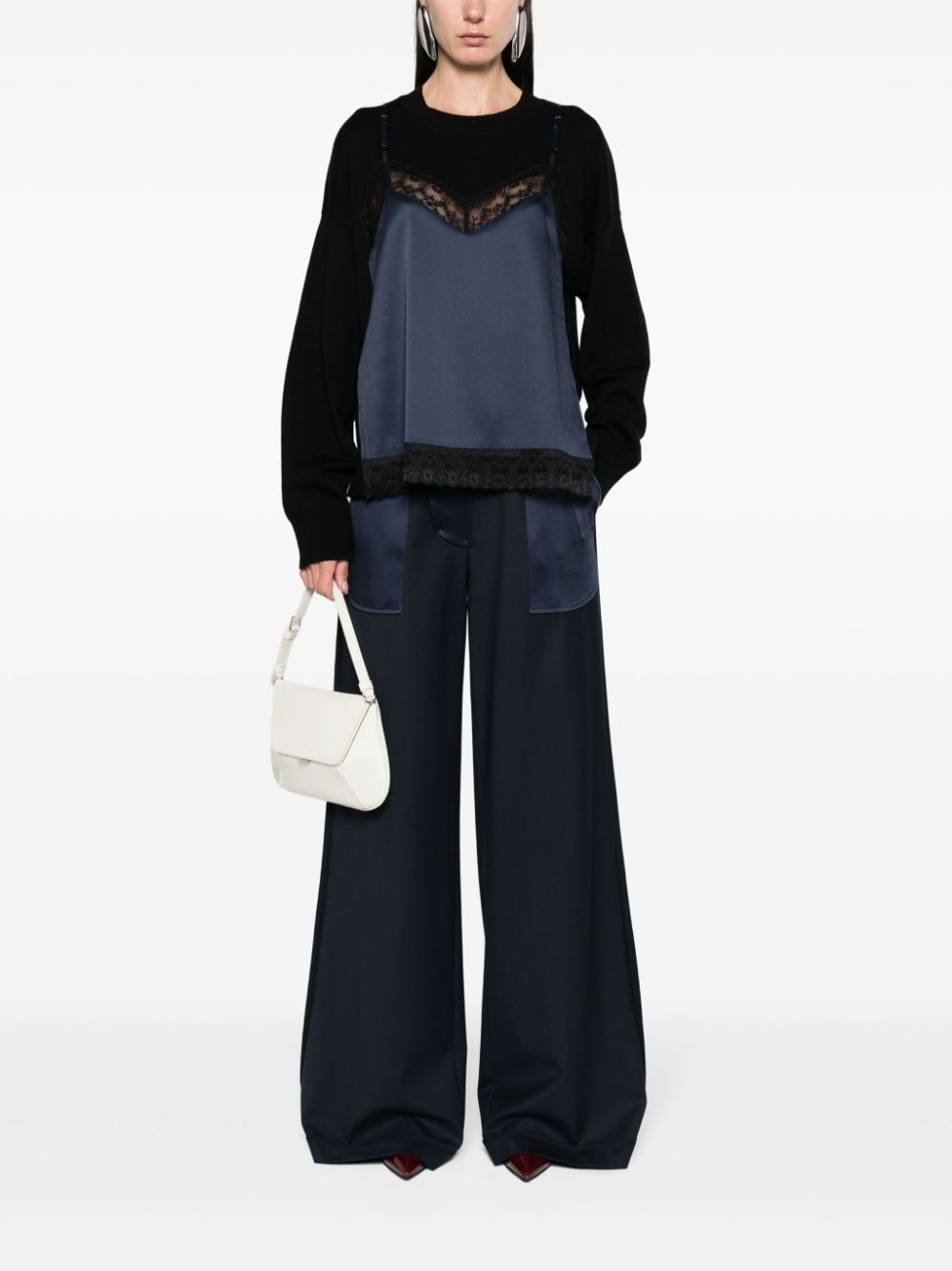 slip-detailed wool-blend jumper - 2