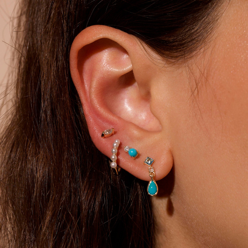 Turquoise and Topaz Buddy Stud 7