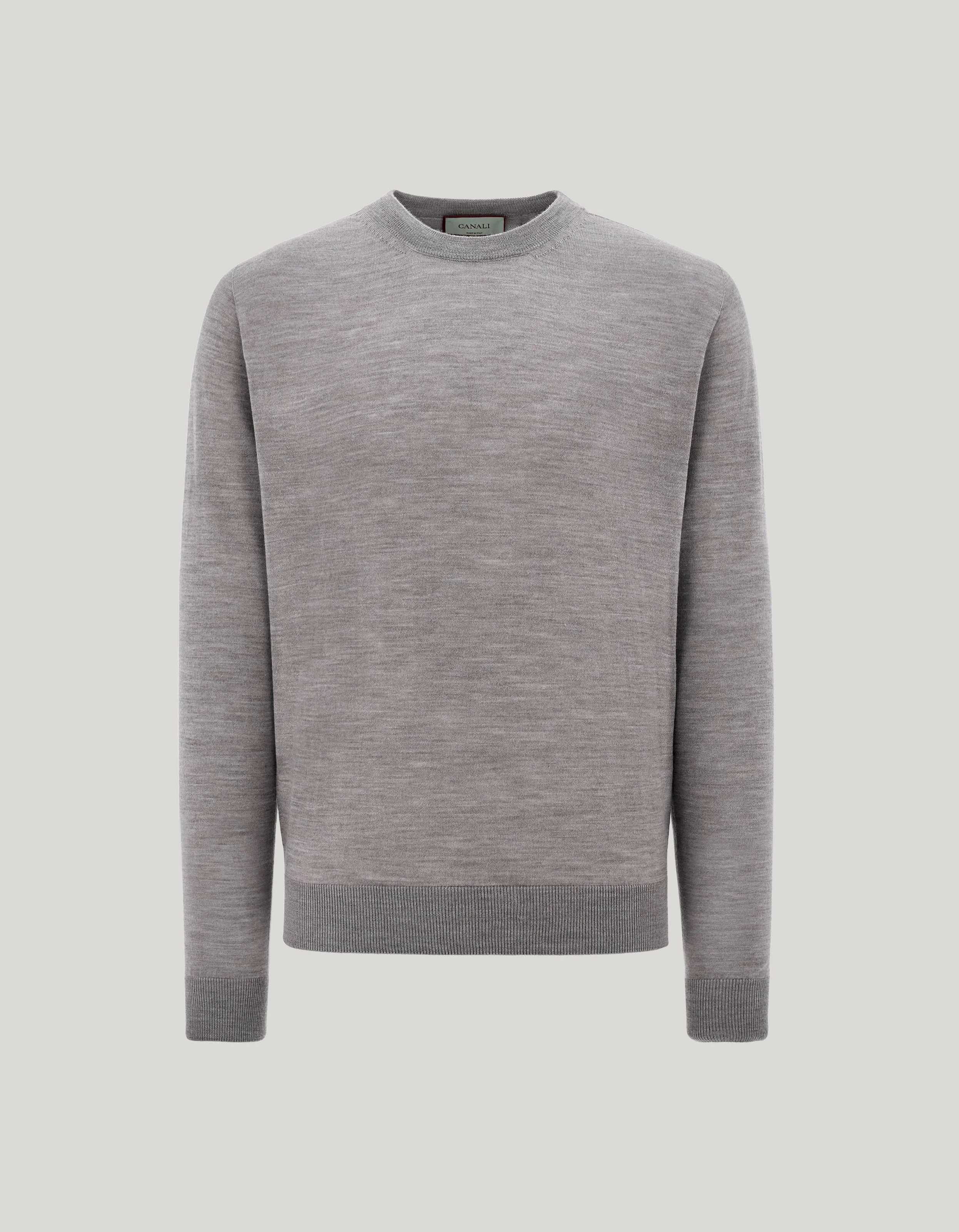CANALI NUVOLA MÉLANGE GRAY SEAMLESS PURE WOOL CREW NECK - 1