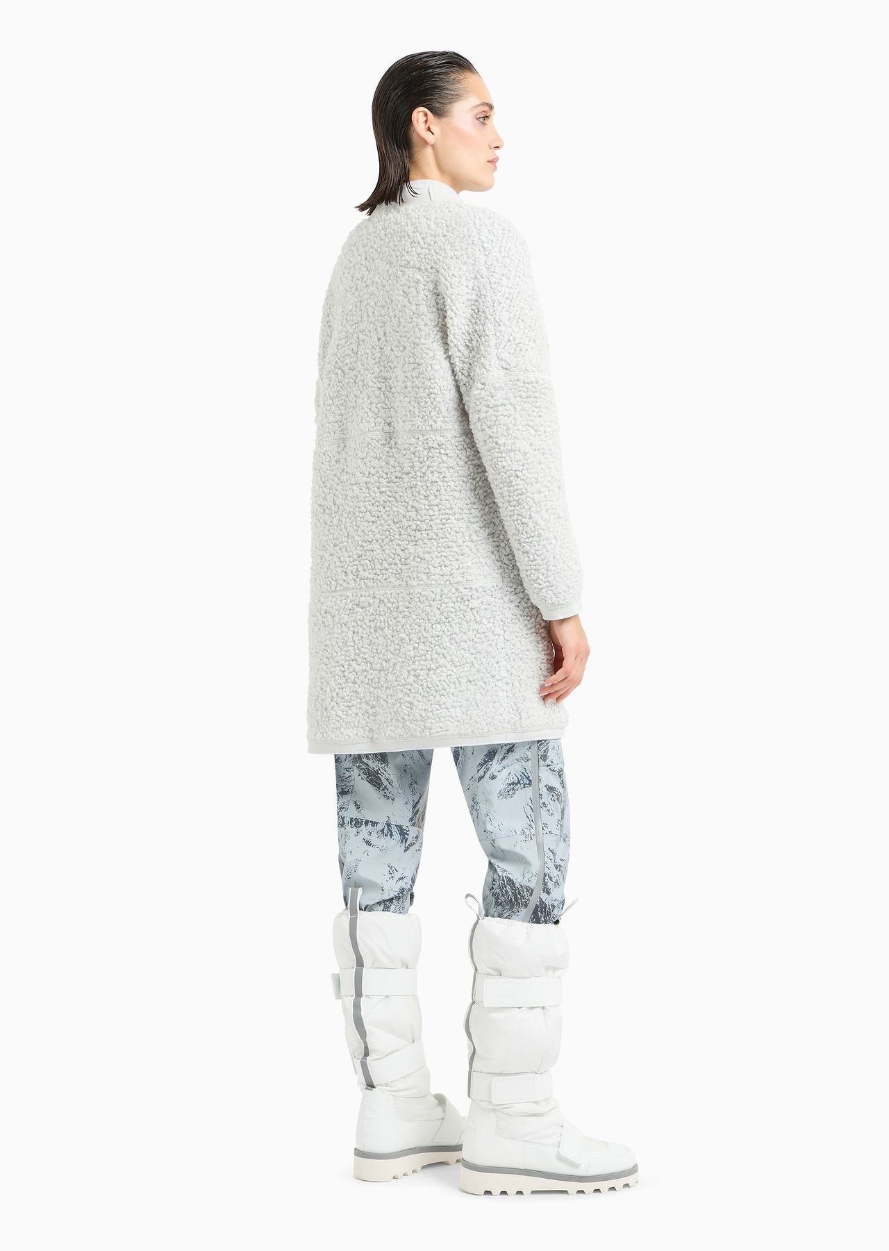 Long bouclé-effect wool-jersey cardigan - 3
