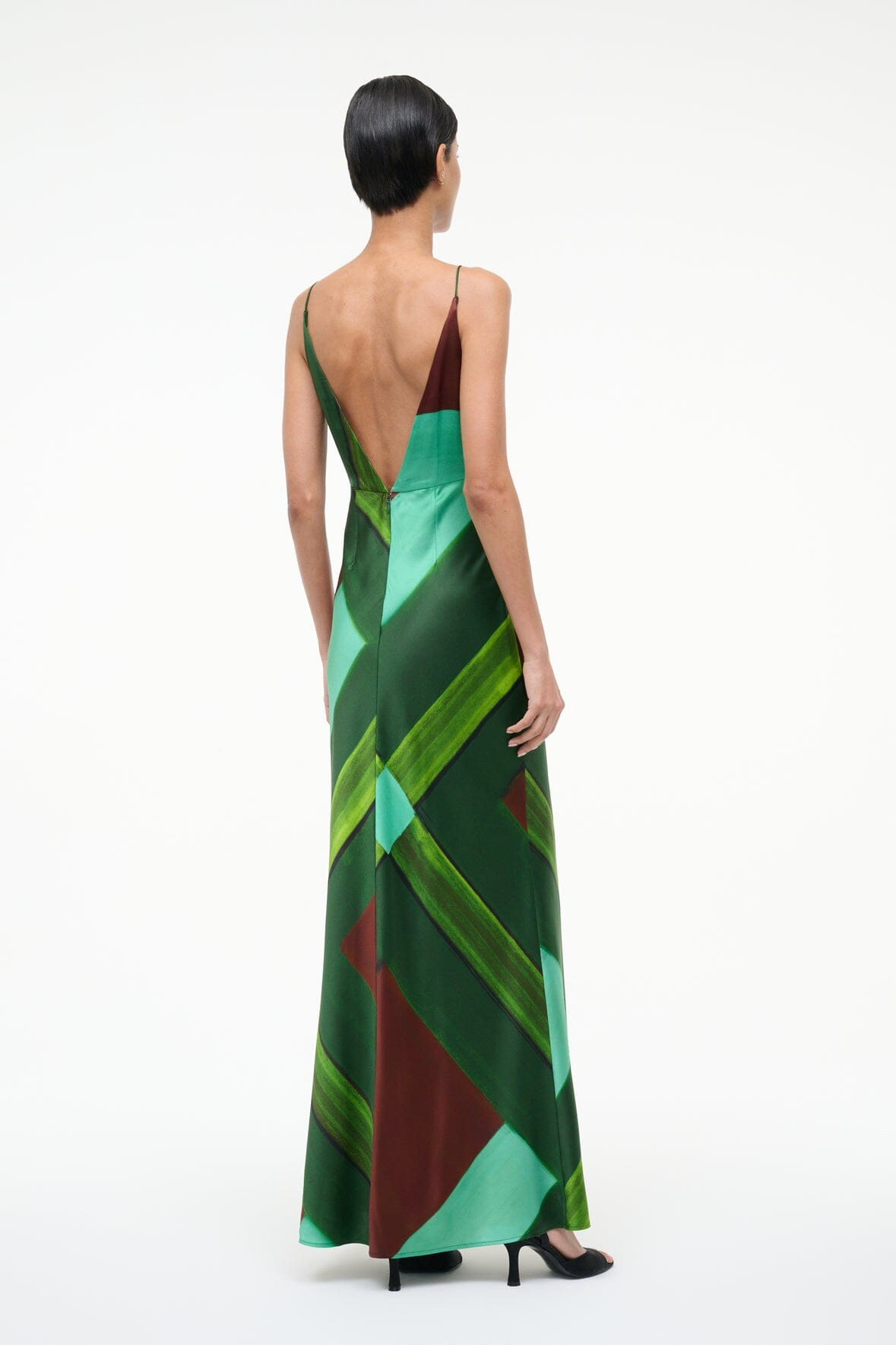 STAUD HANK SILK DRESS EMERALD PRISM - 3