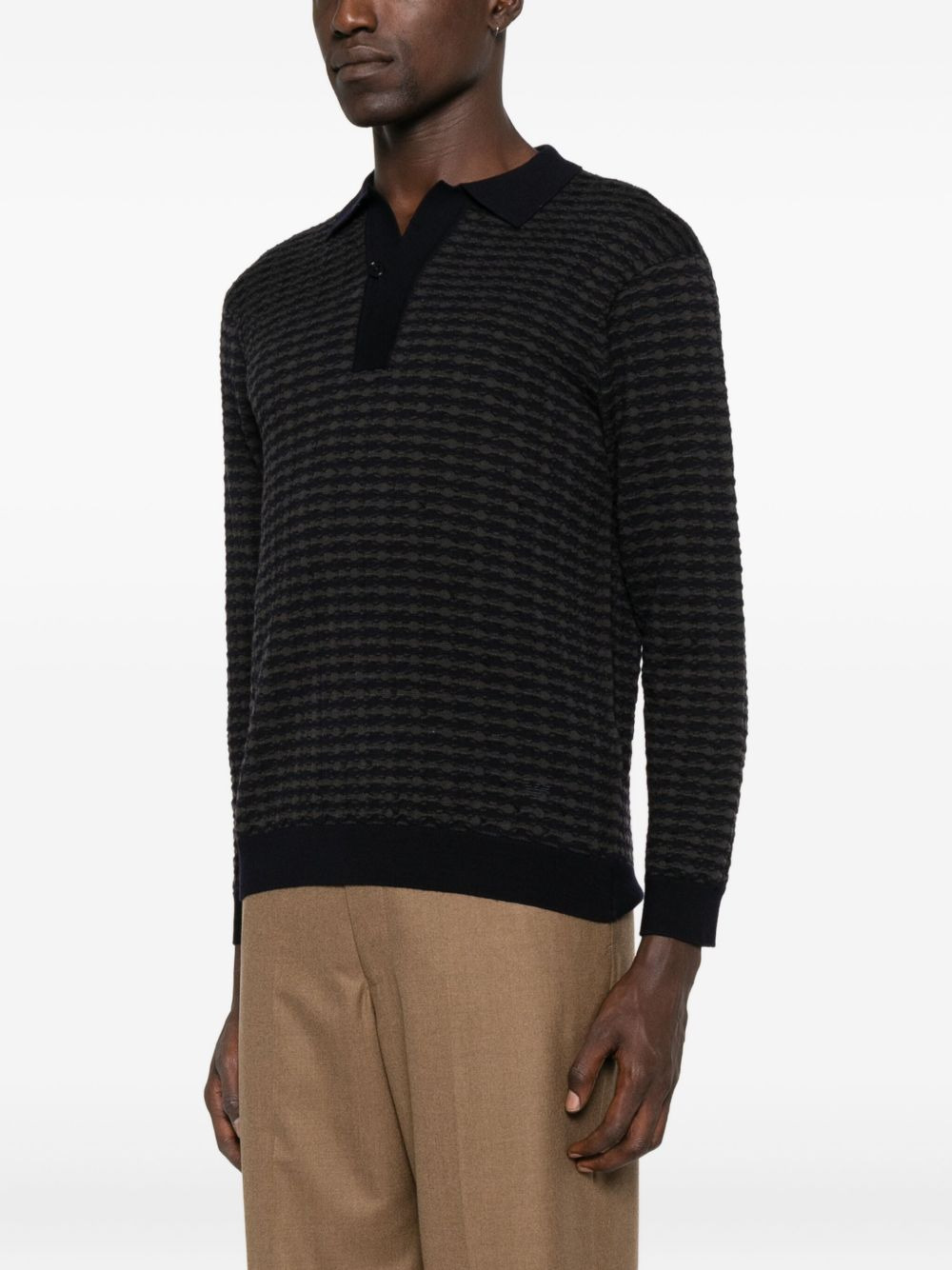 textured polo shirt - 3
