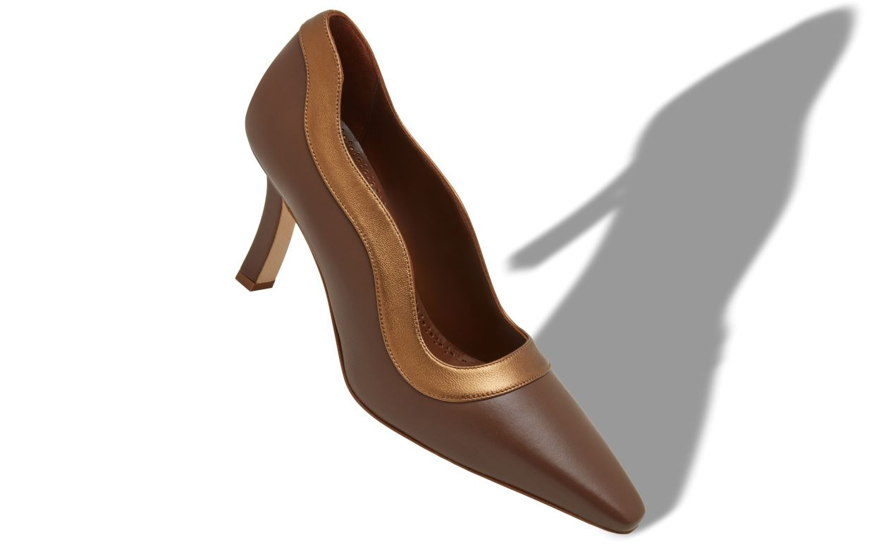 Brown and Bronze Nappa Leather Pumps - 2