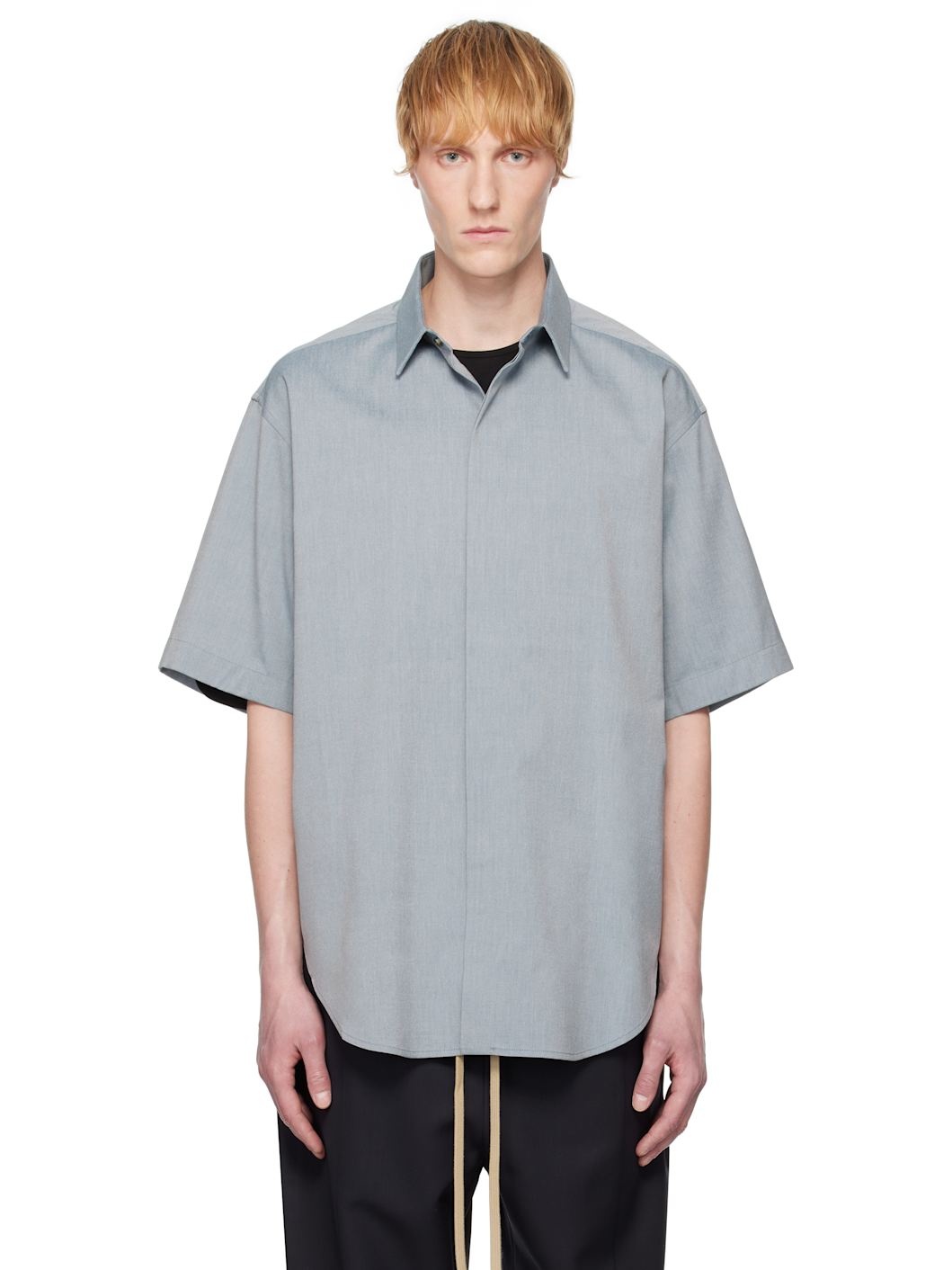 Blue Short Sleeve Oxford Shirt - 1
