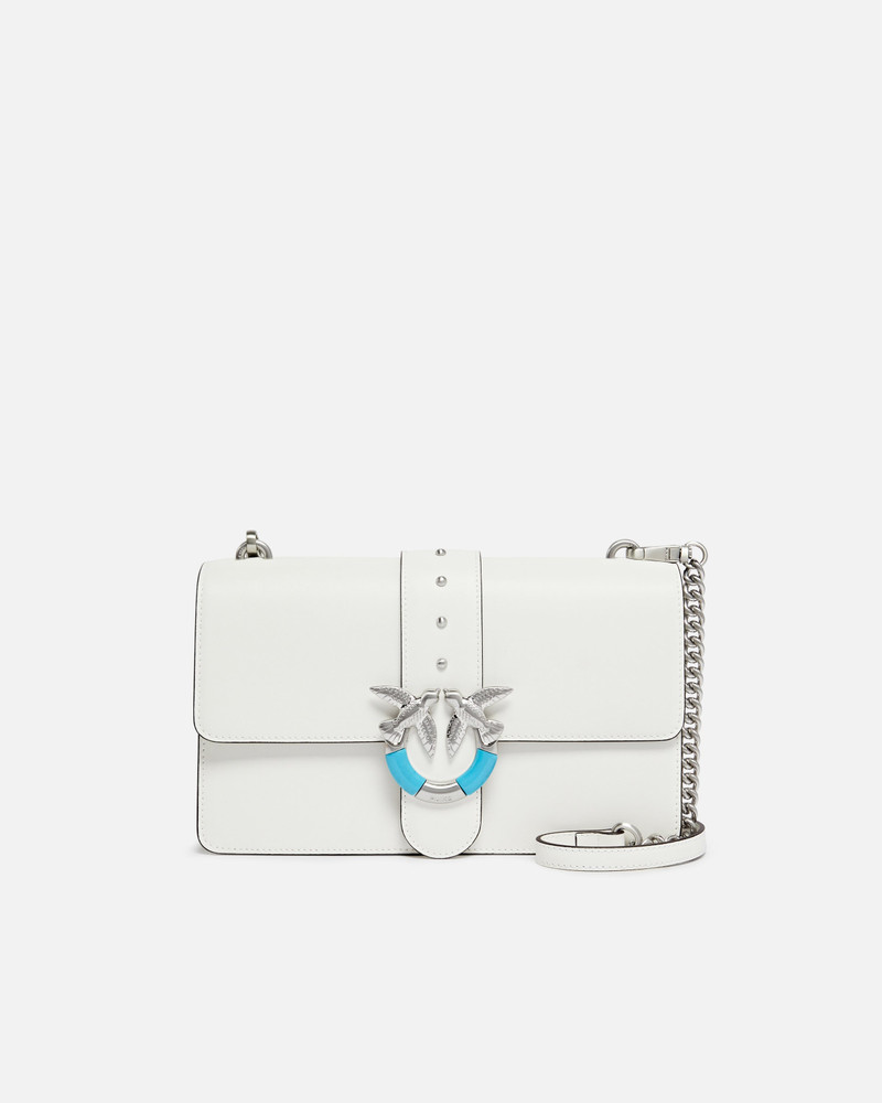 LOVE BAG ONE MEDIUM SHOULDER BAG IN LEATHER WITH TURQUOISE BUCKLE 1