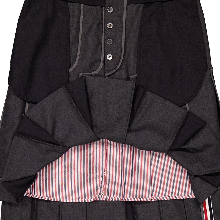 Thom Browne Men's Dark Grey Twill Classic Backstrap Pleated Skirt - 2