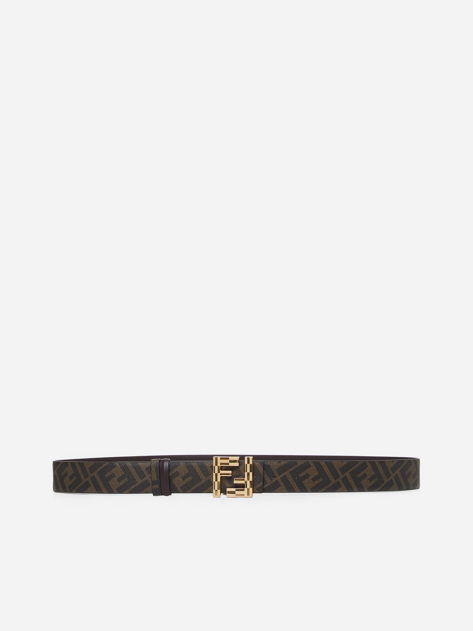 FENDI FF fabric and leather reversible belt