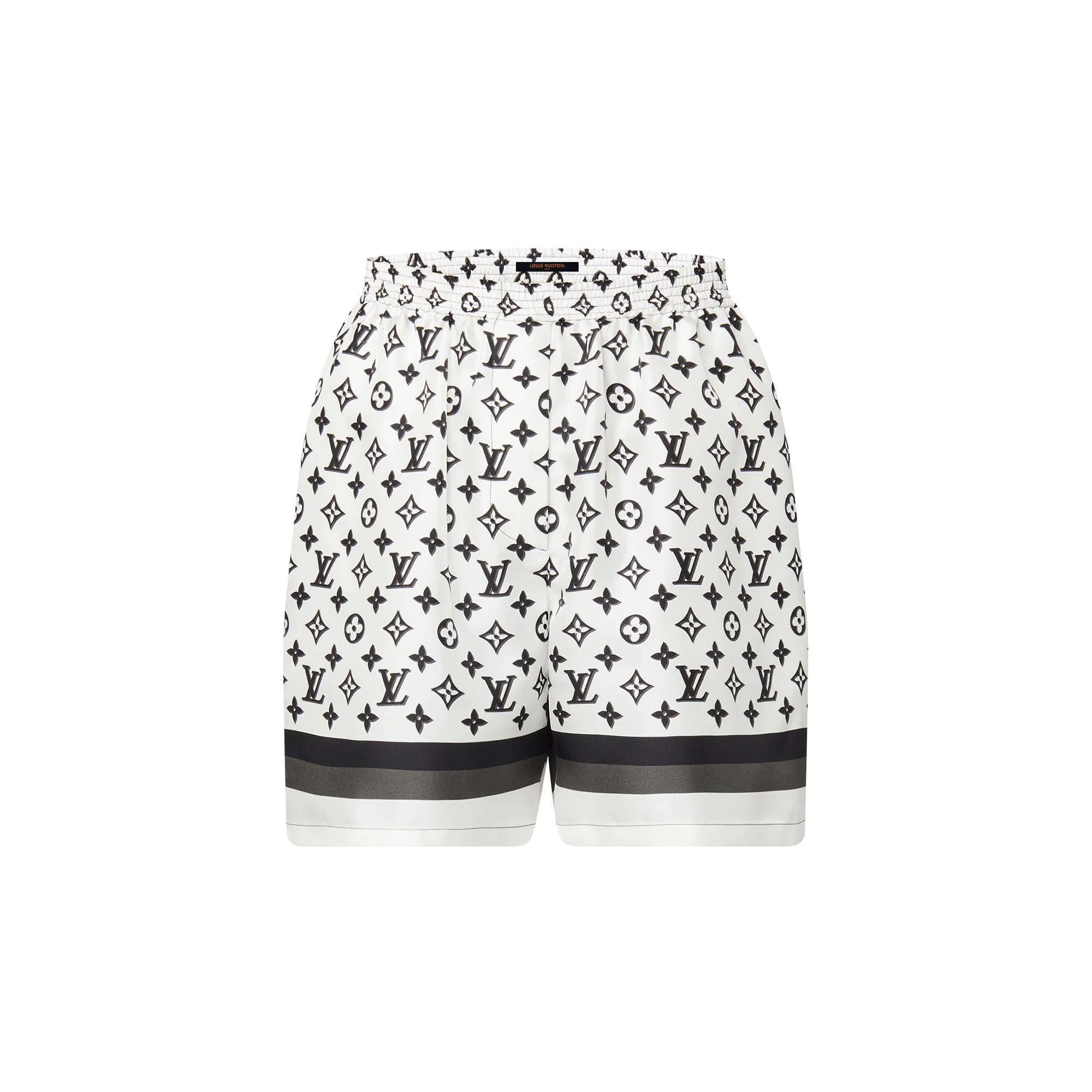 3D Monogram Stripe Accent Pajama Shorts - 1