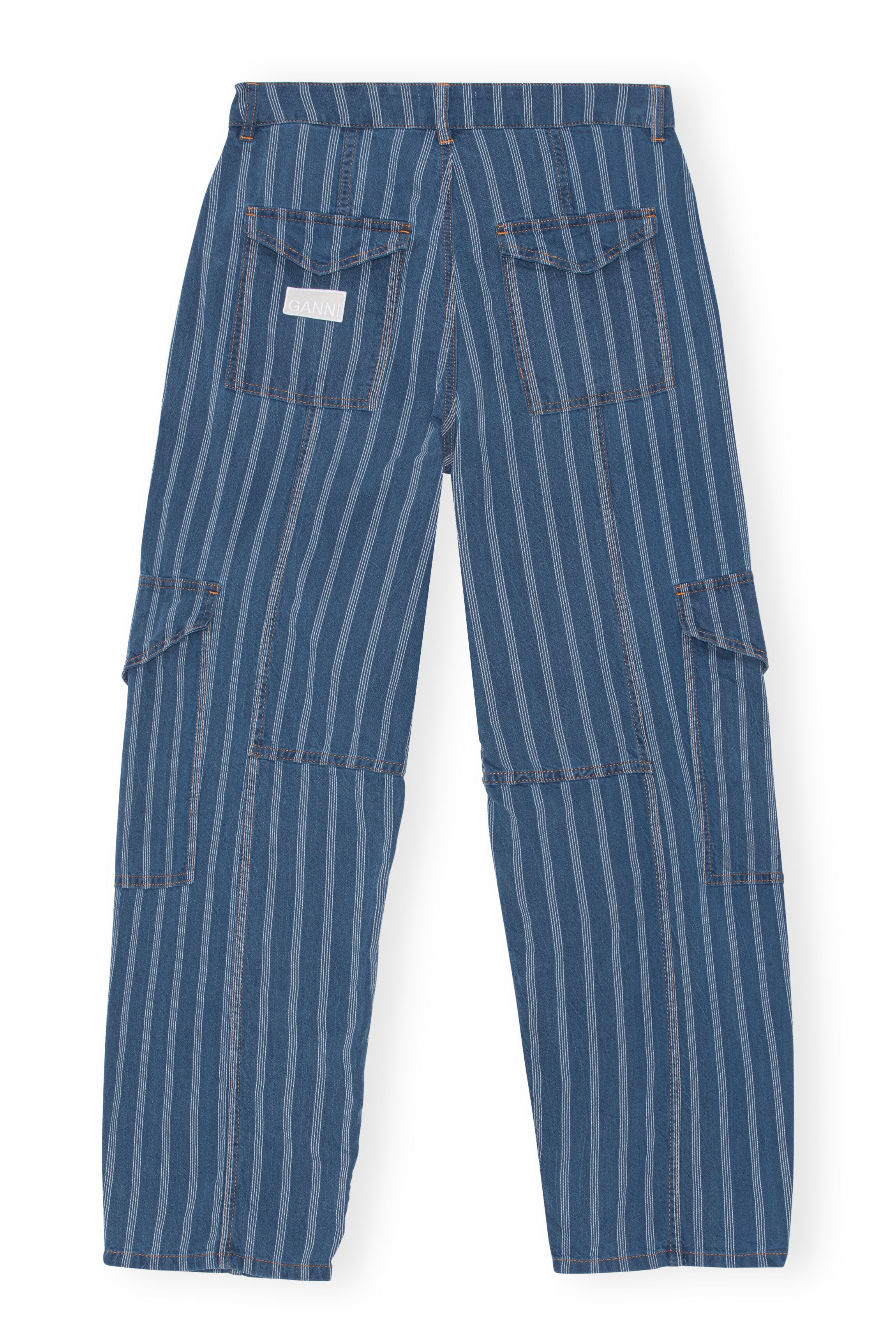 STRIPE DENIM CARGO PANTS - 2