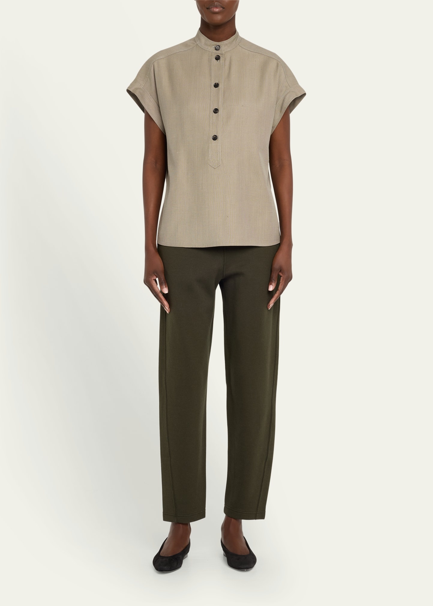 Elody Cap-Sleeve Silk-Wool Shirt - 2