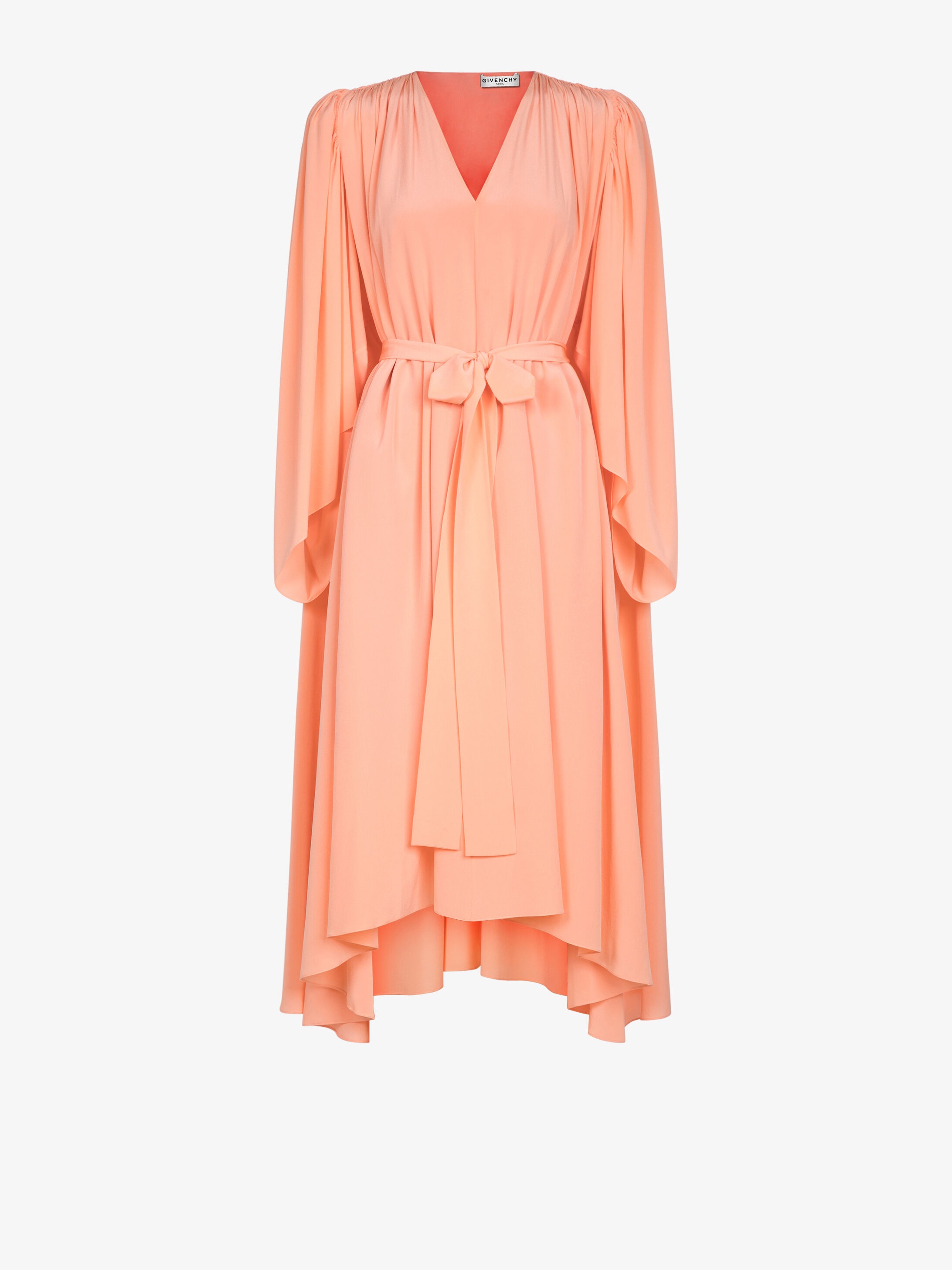 Drapé dress in silk with puff sleeves - 1