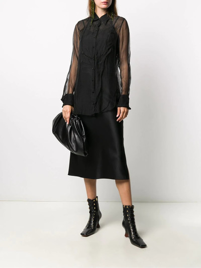 Marc Le Bihan lace-embellished sheer shirt outlook