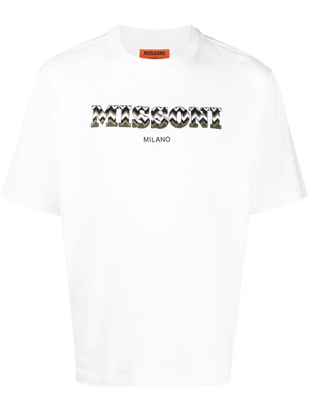 zigzag-logo embroidered cotton T-shirt - 1