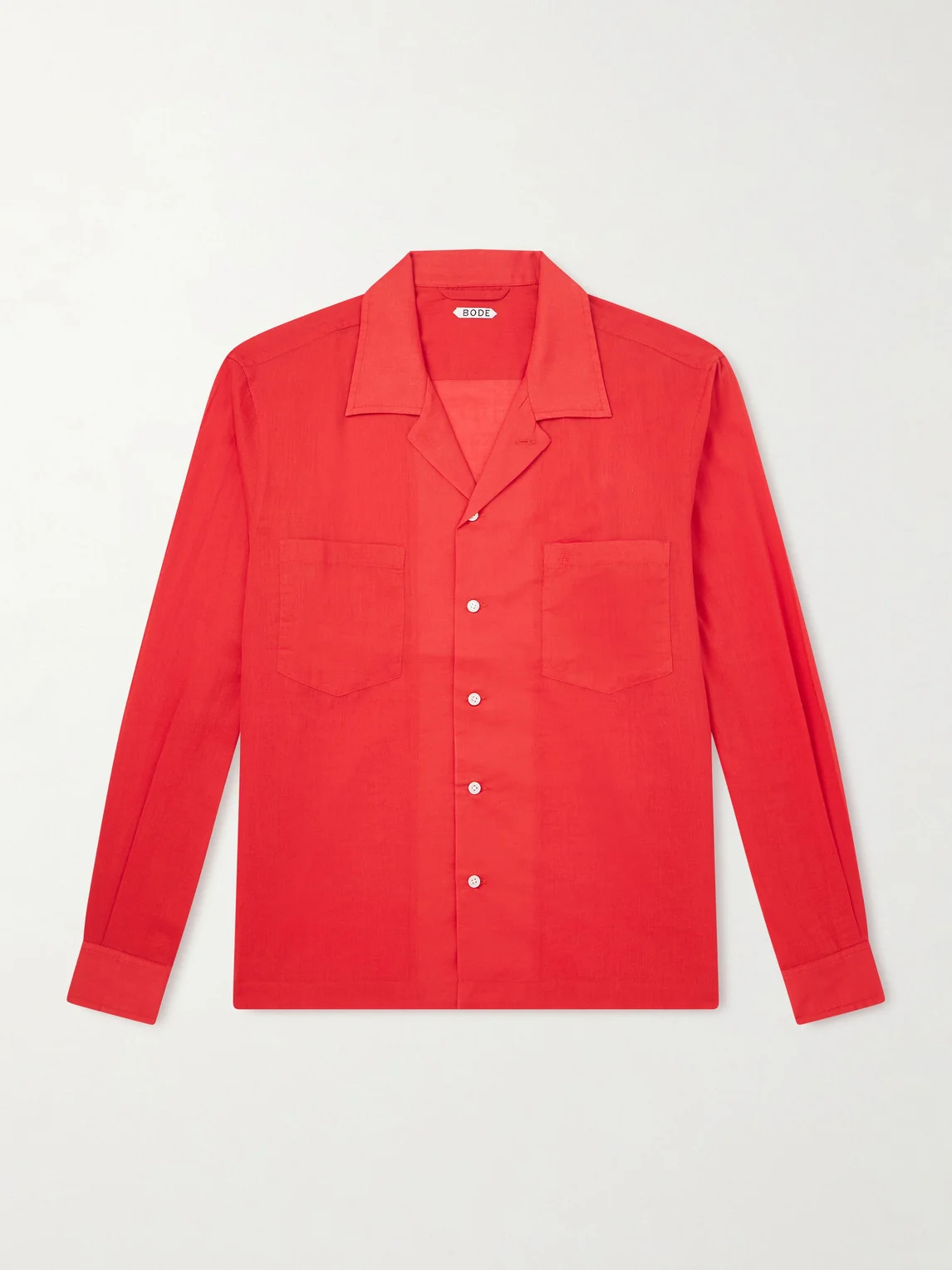 Camp-Collar Embroidered Cotton-Voile Shirt - 1
