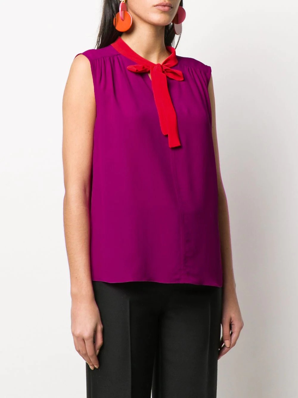 contrasting collar sleeveless top - 3