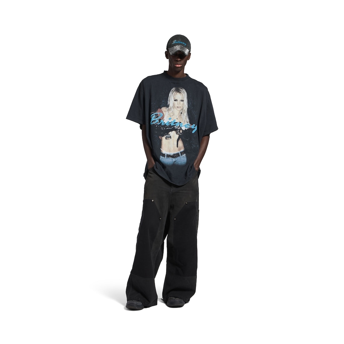 Balenciaga Music | Britney Spears Series Oversized T-shirt in Faded Black /blue - 2