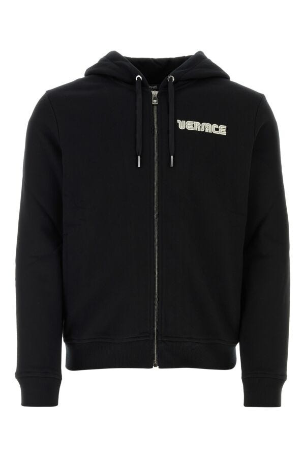 パーカー・フーディ VERSACE FW24 Black cotton sweatshirt (10162811A11444 1B000) VERSACE Versace Man Black Cotton Sweatshirt | luosophy