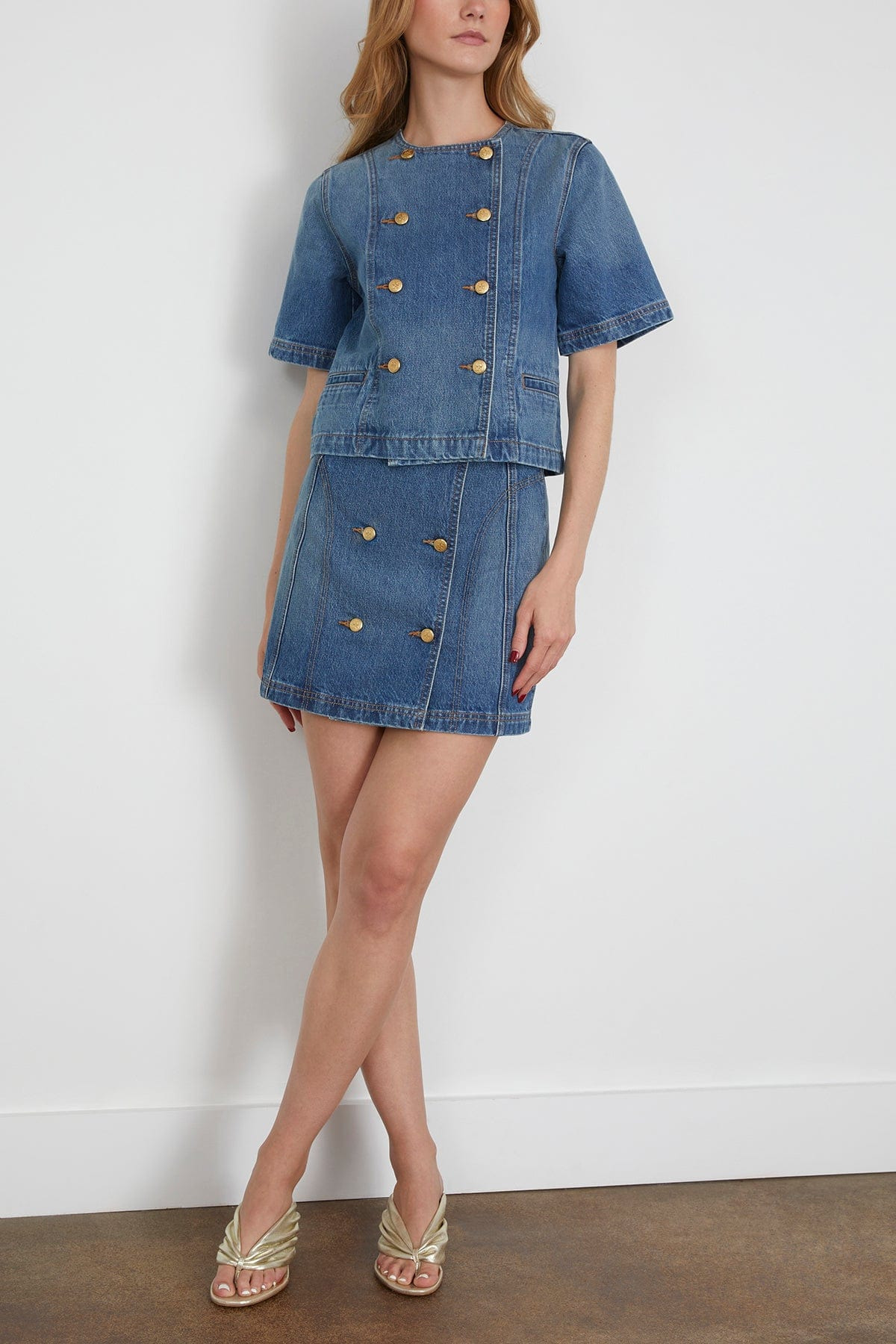 The Clara Mini Denim Skirt in Danube - 2