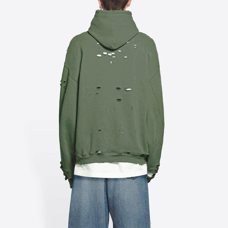 Balenciaga Caps Destroyed Hoodie 'Green' 659403TKVB63011 - 4
