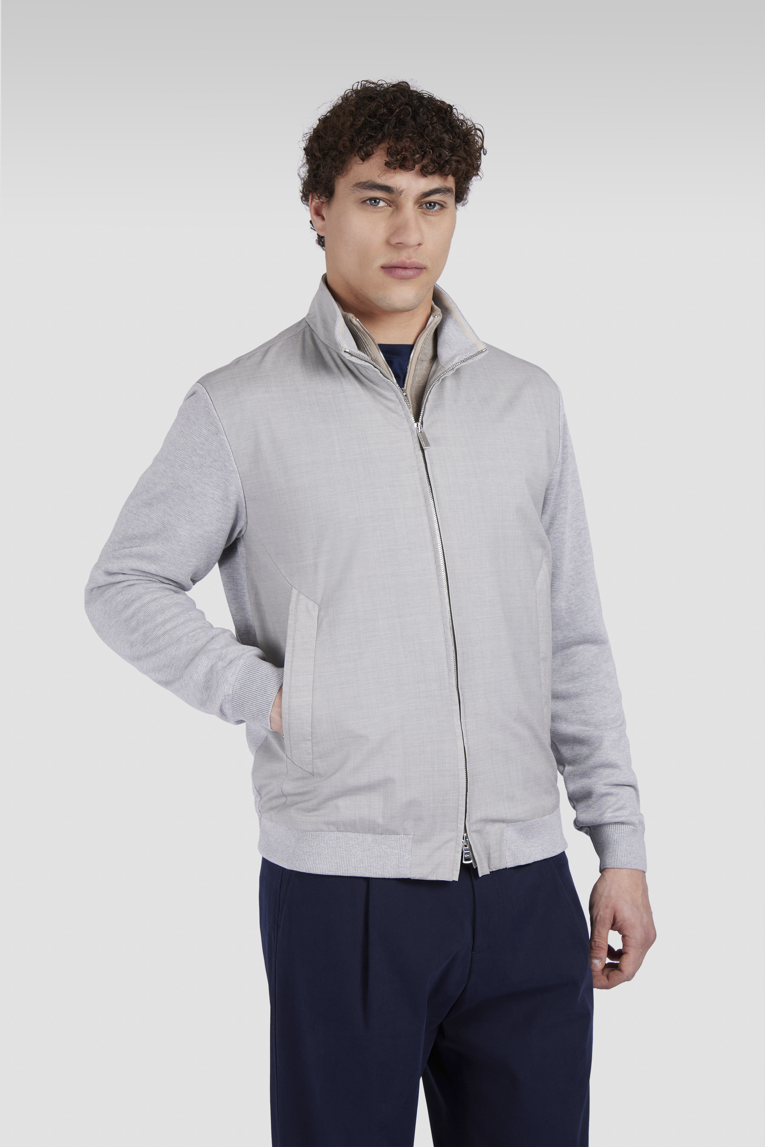ZIPPED SWEATER IN WOOL AND SILK AND COTTON AND SILK - 8