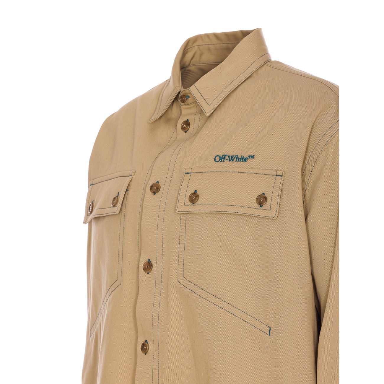 Off White Men Stitch Logo Military Overshirt - 2