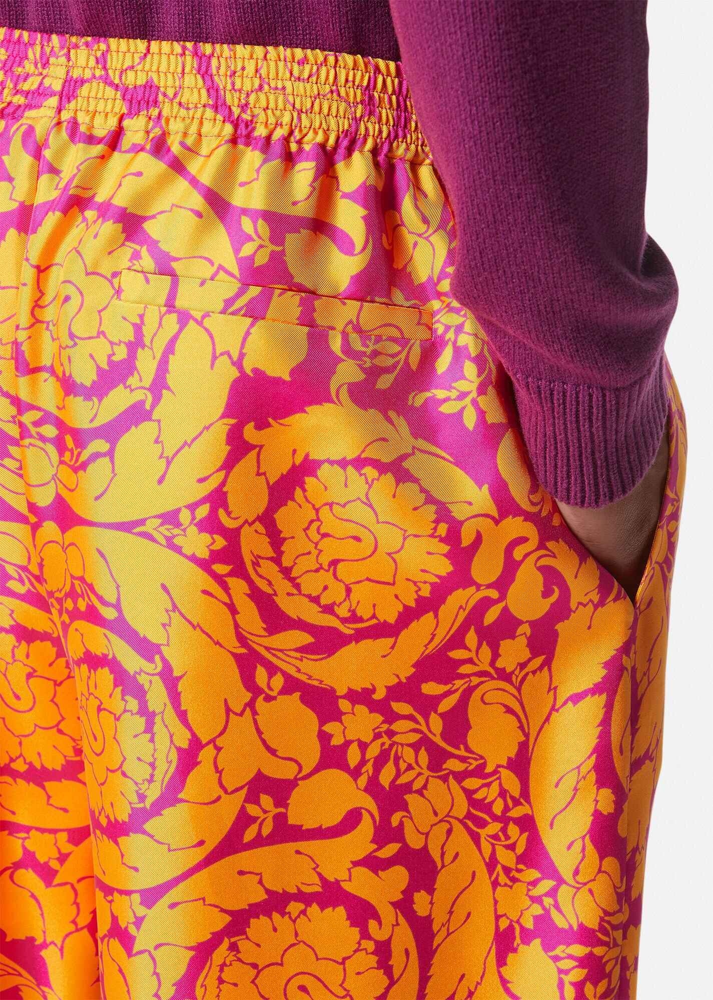 Barocco Silhouette Silk Shorts - 5