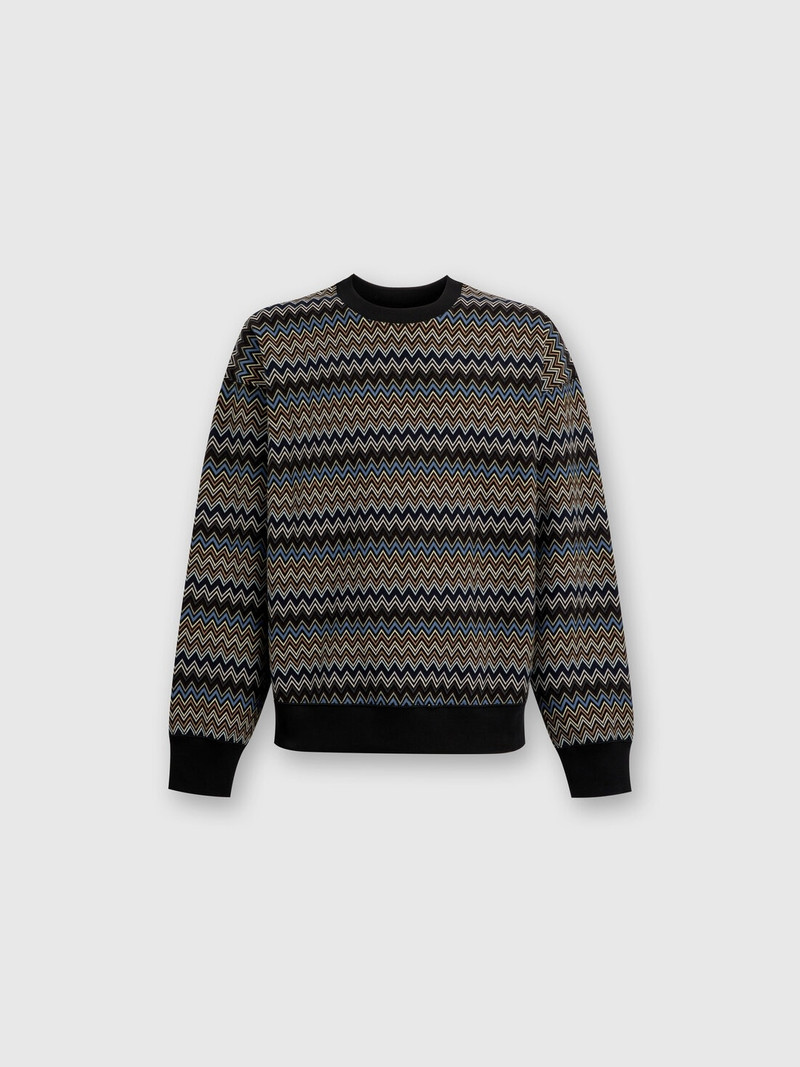 Zig zag cotton crewneck sweatshirt 1