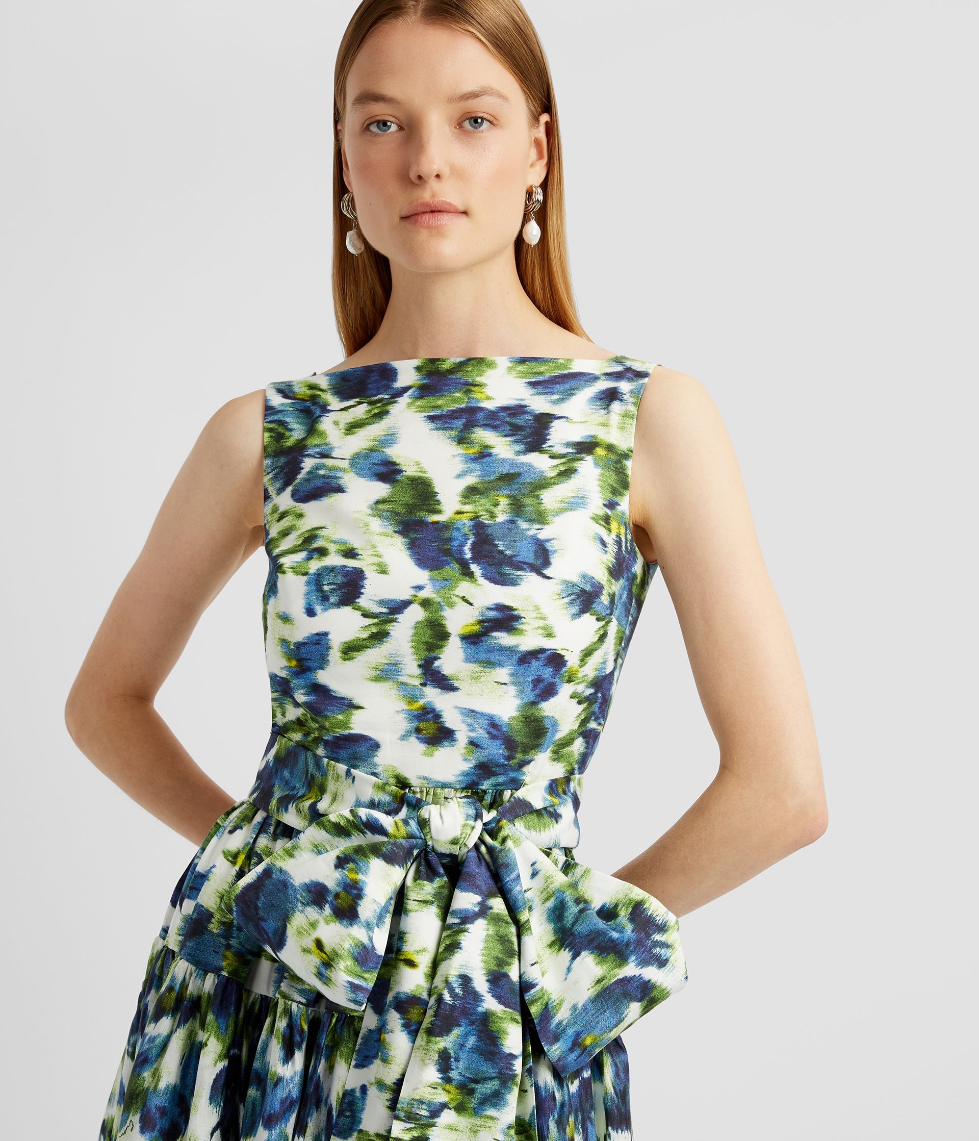 SLEEVELESS MIDI DRESS WITH BOW DETAIL - 5