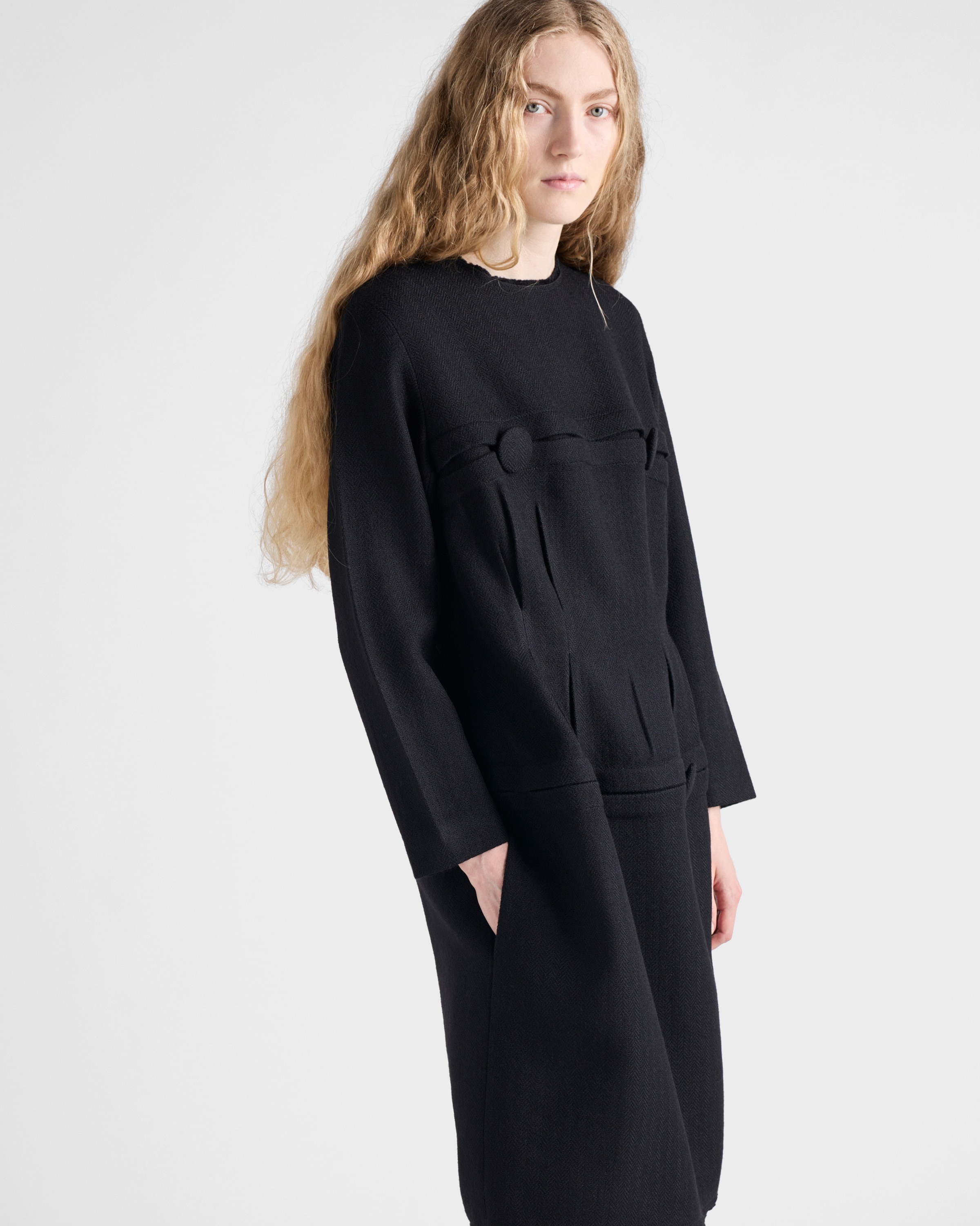 Chevron wool dress with belt - 3