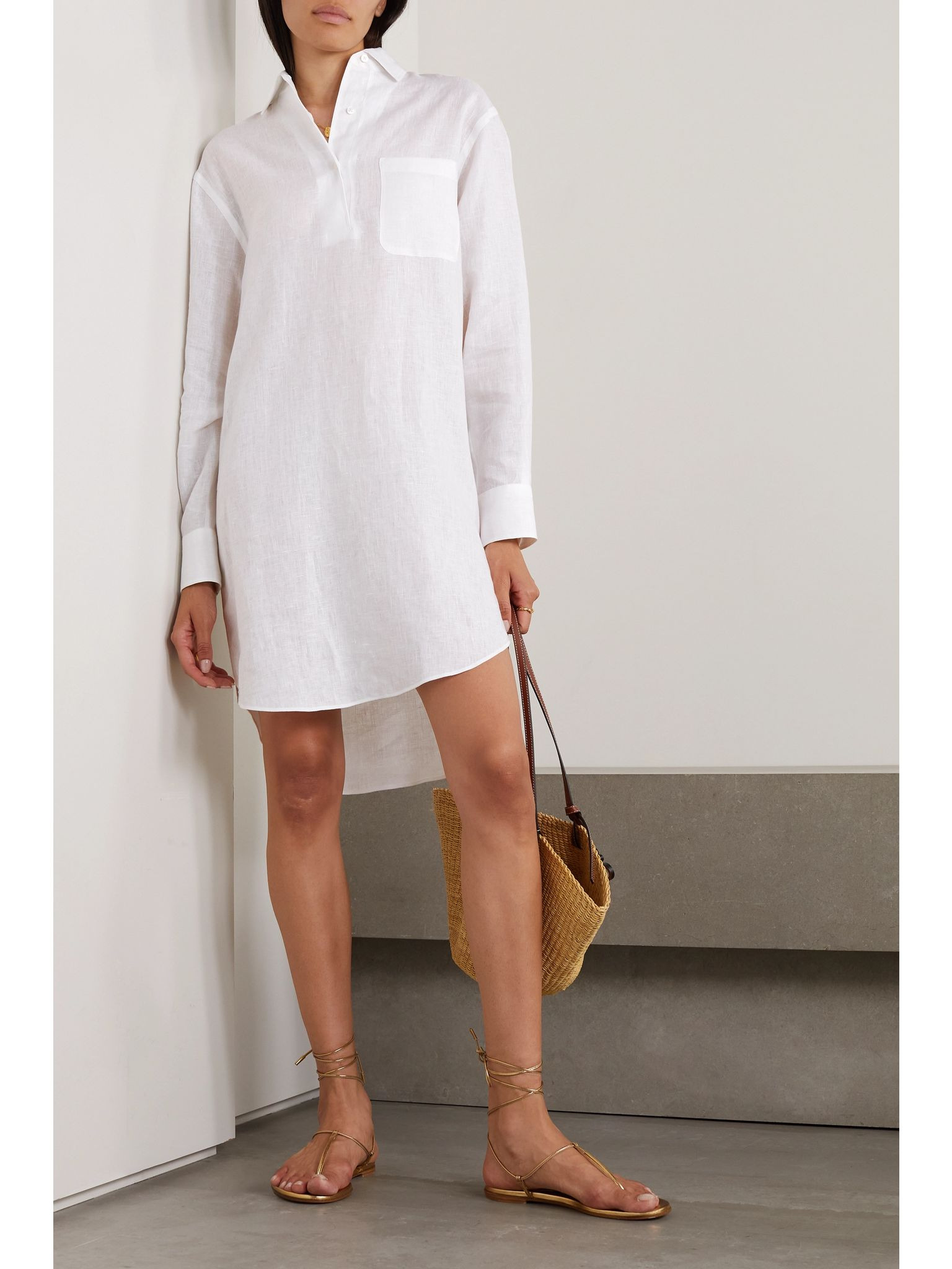 André oversized linen polo shirt White - 2