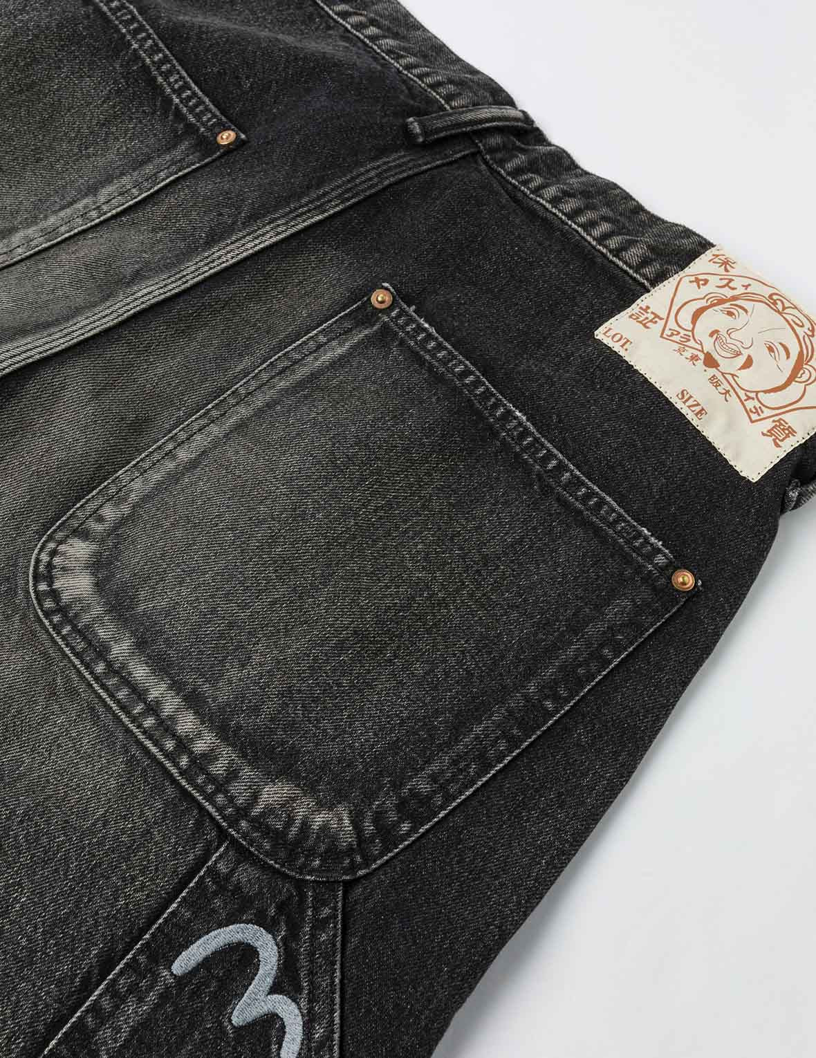 Washed Seagull Print Regular Fit Painter Jeans - 14