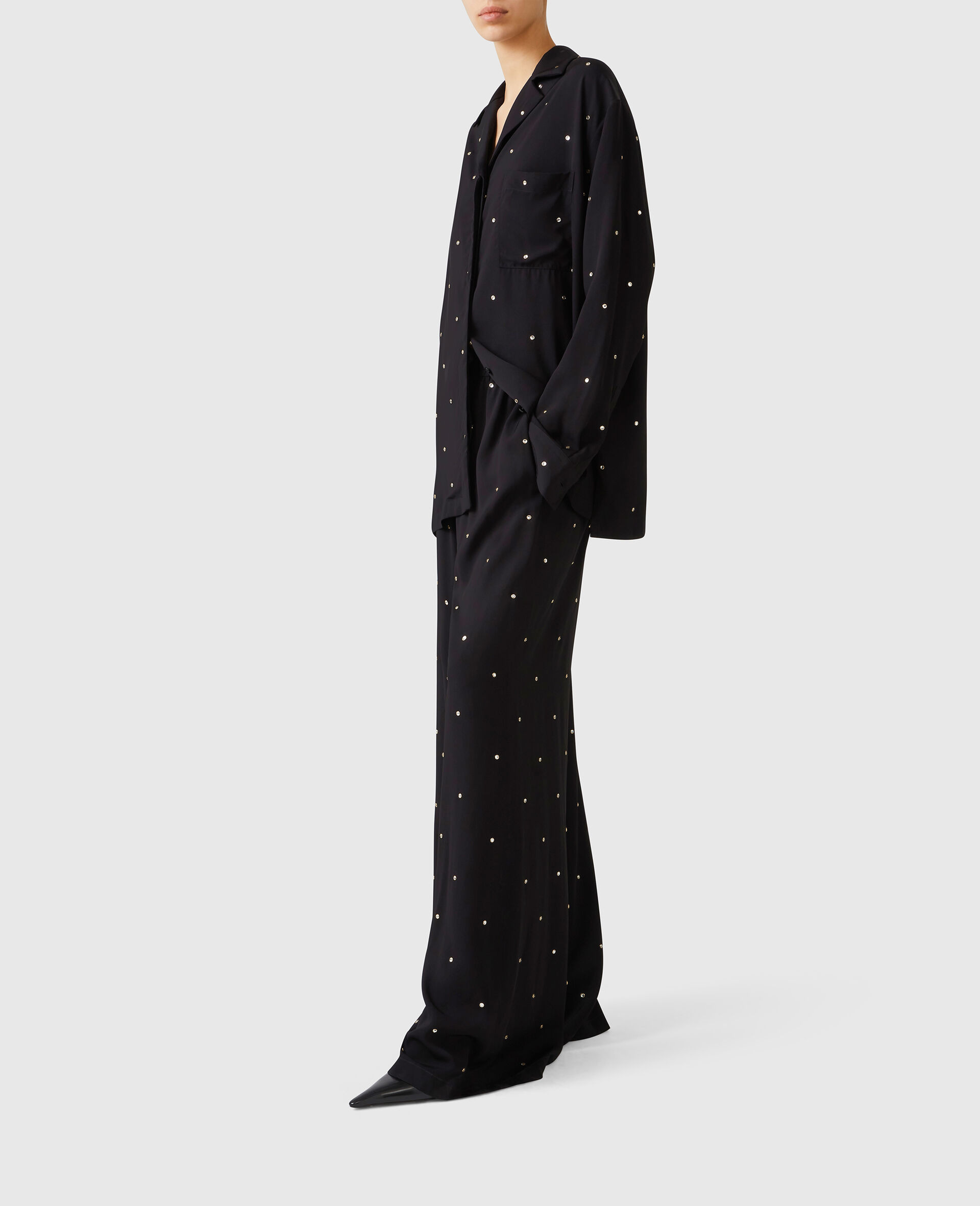Lead-Free Crystal High-Rise Wide-Leg Pants - 3