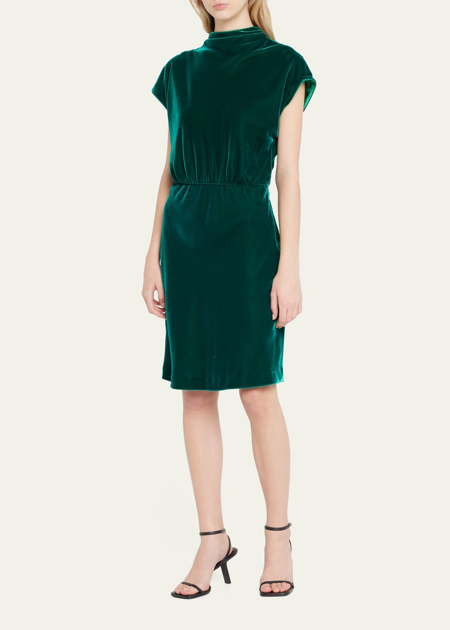 Velvet Cowl-Neck Dress - 4