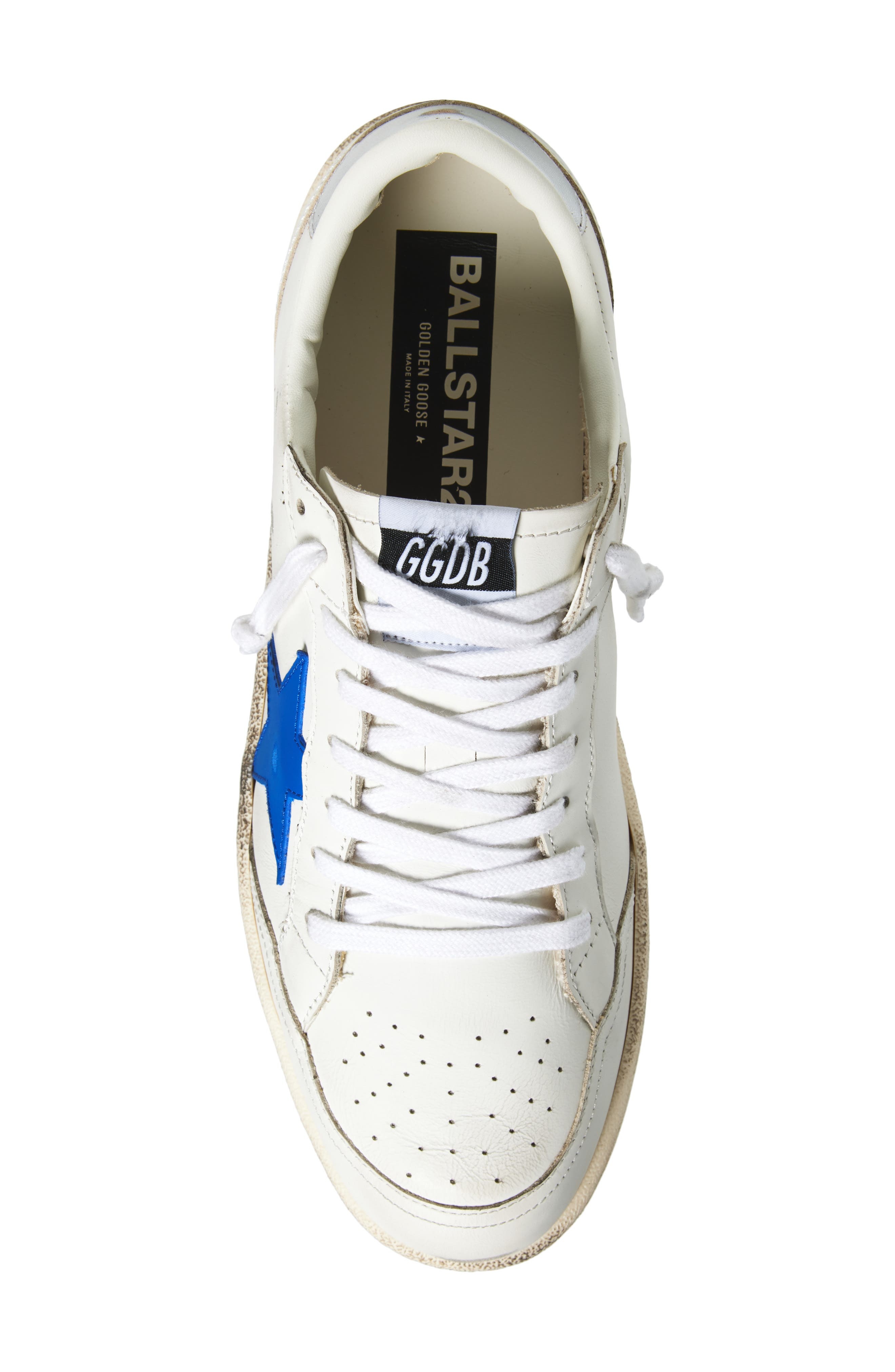 Golden Goose Ball Star Low Top Sneaker in Optic White/Blue/Silver at Nordstrom - 5