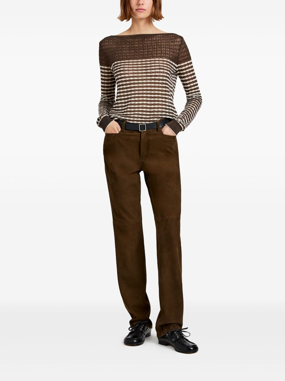 suede straight-leg trousers - 2