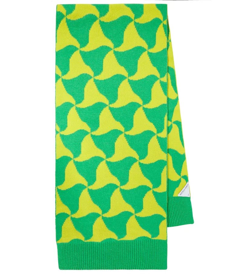 ribbed-knit patterned scarf - 1