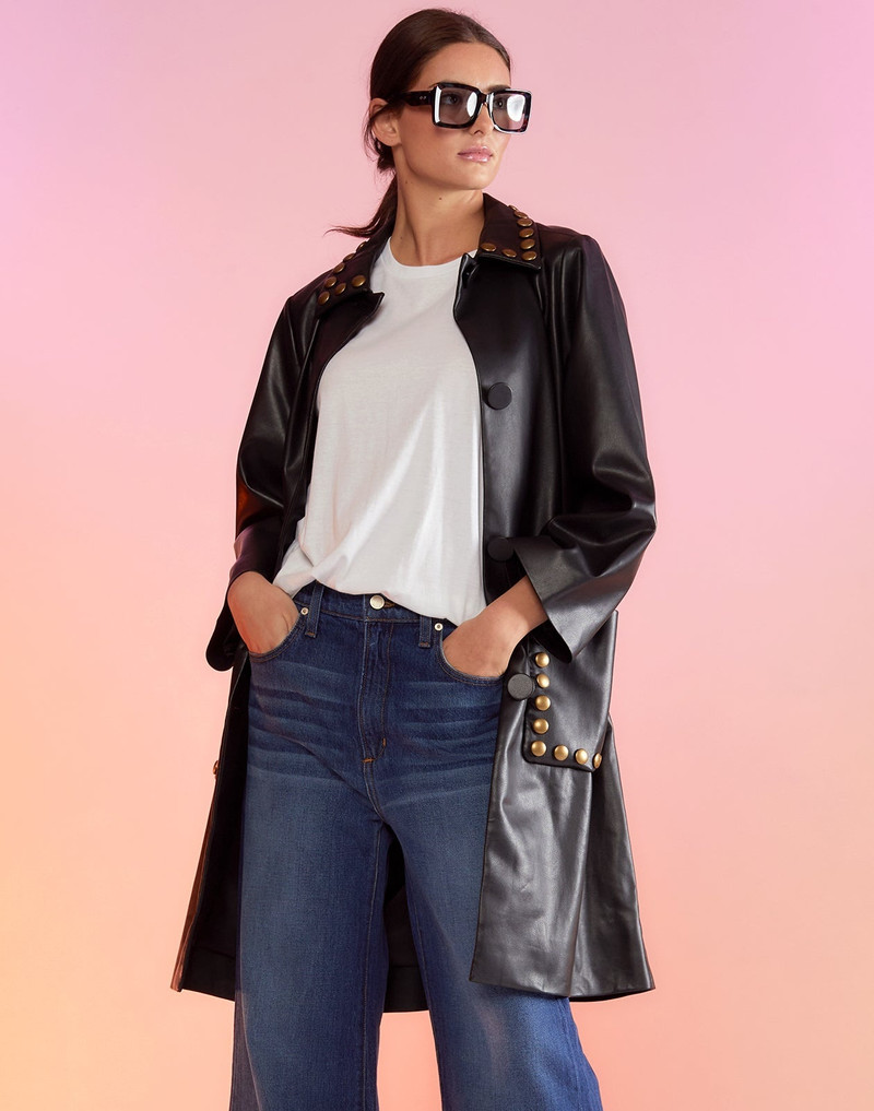 Vegan Studded Leather Coat 3