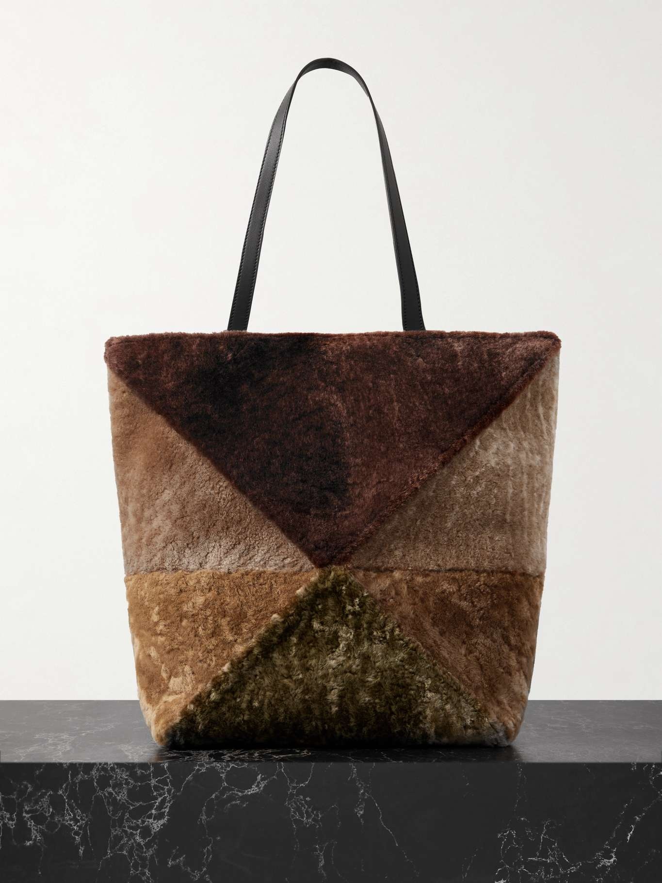 Puzzle Fold convertible large shearling tote - 1