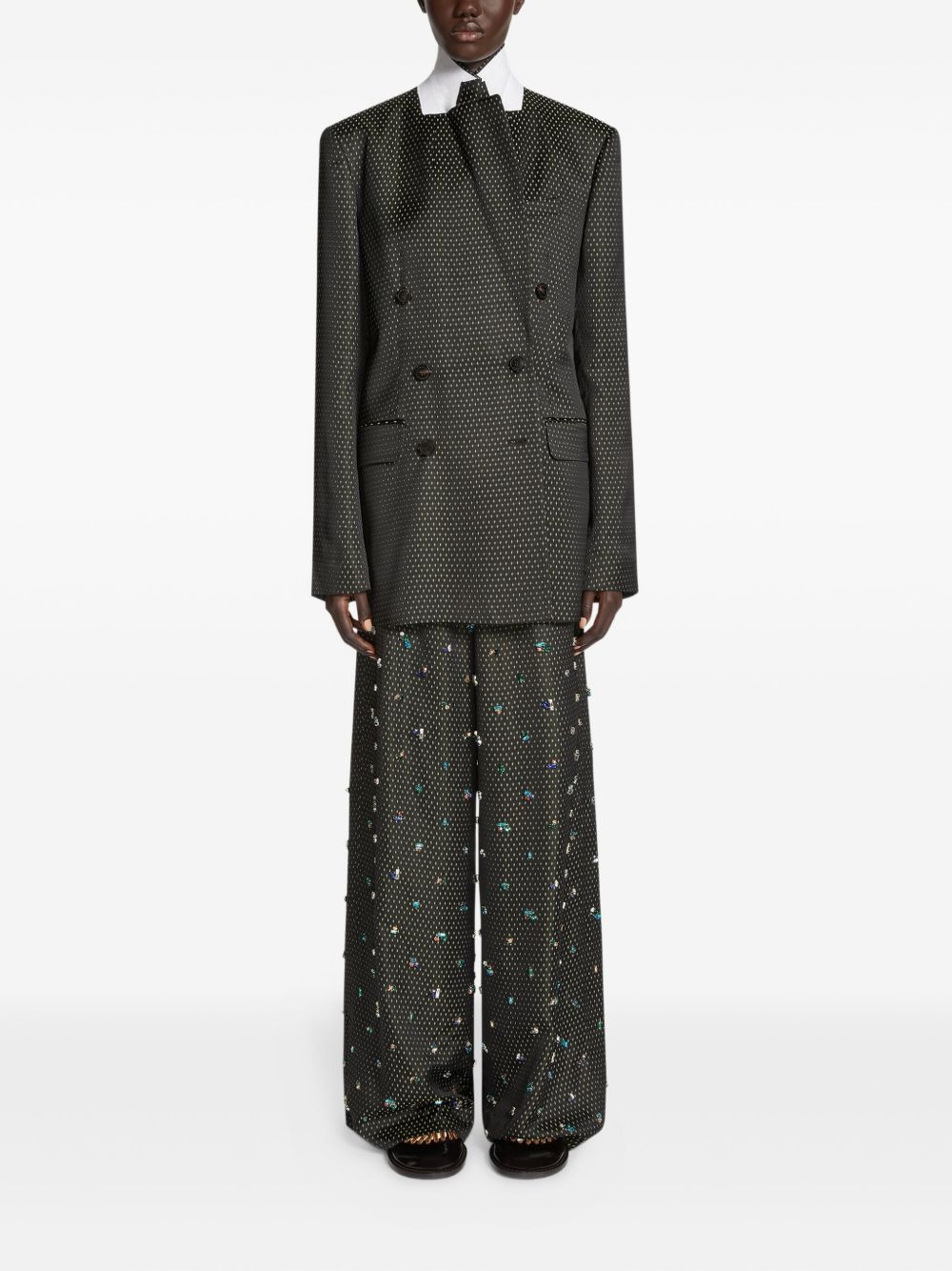 double-breasted jacquard blazer - 2