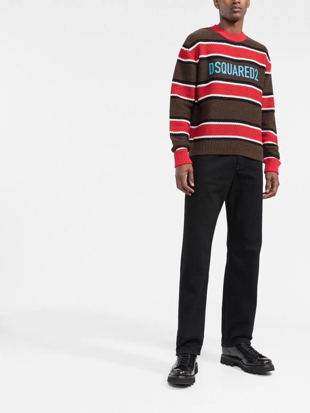jacquard logo striped jumper - 2