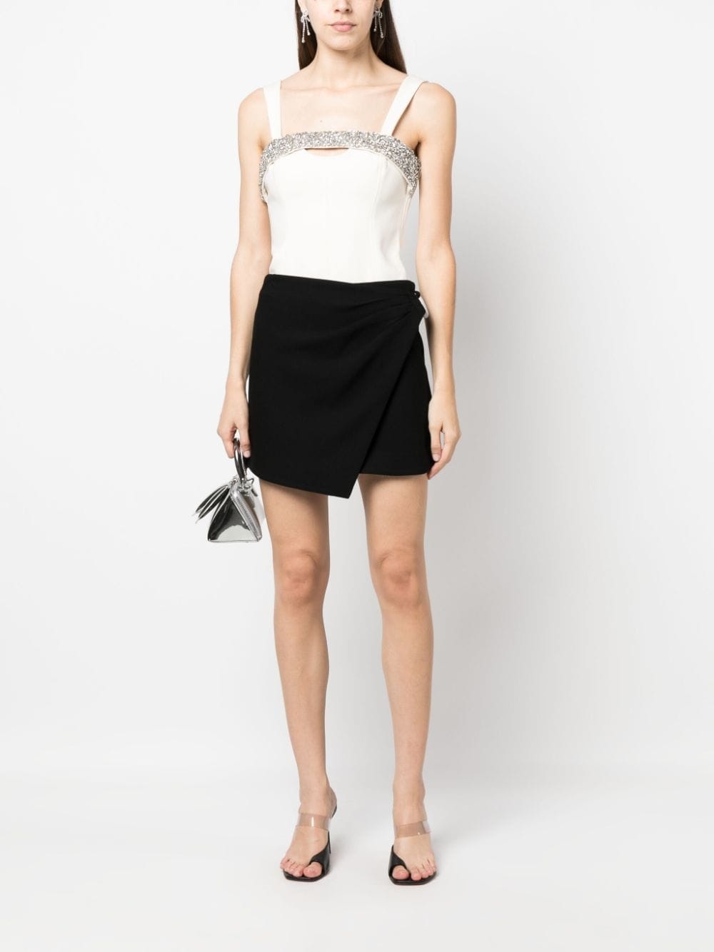 crystal-embellished asymmetric miniskirt - 2