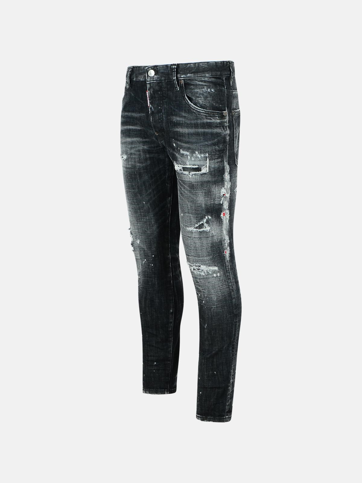 'SKATER BLEACHED' BLACK COTTON JEANS - 2
