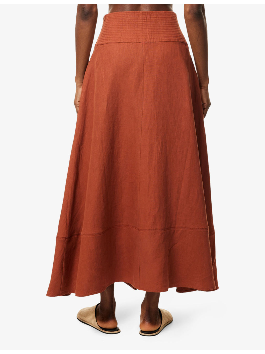 Farafra High-Waist Linen Midi Skirt - 4