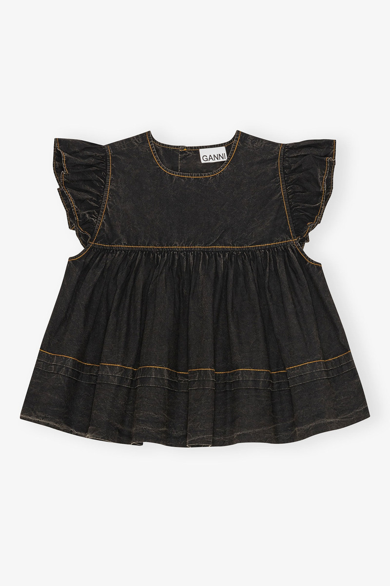 BLACK WASHED COTTON TOP - 1